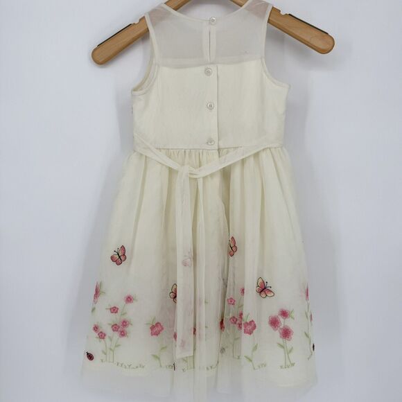 Jona Michelle Girls Size 6 Spring Easter Dress Satin & Embroidered Butterfly - Picture 4 of 7